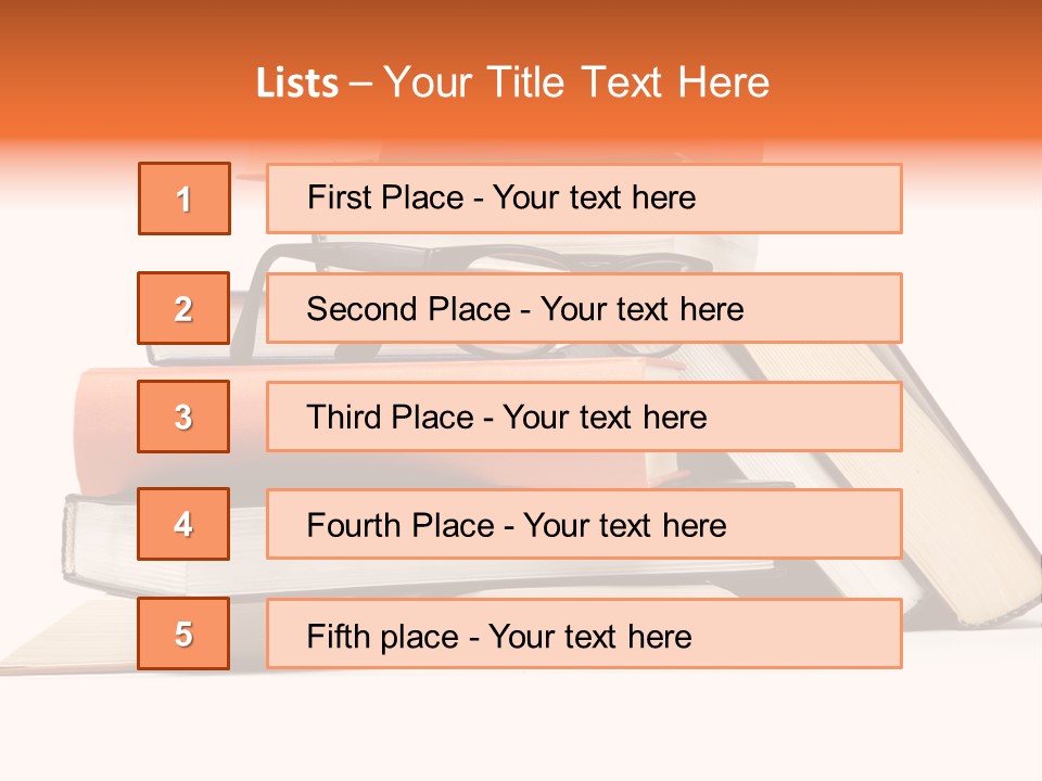 A Stack Of Books With Glasses On Top Of It PowerPoint Template