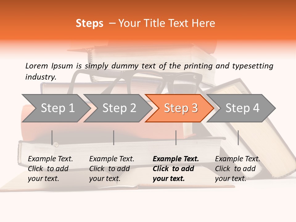 A Stack Of Books With Glasses On Top Of It PowerPoint Template