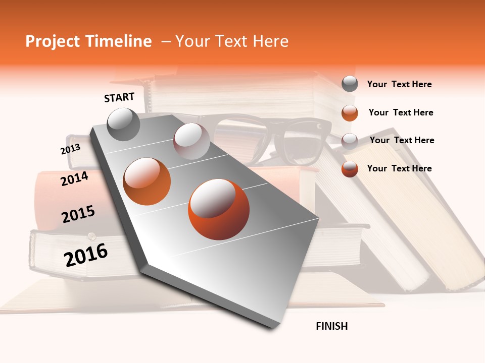 A Stack Of Books With Glasses On Top Of It PowerPoint Template