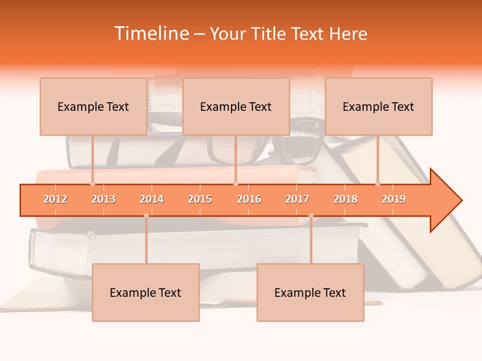 A Stack Of Books With Glasses On Top Of It PowerPoint Template