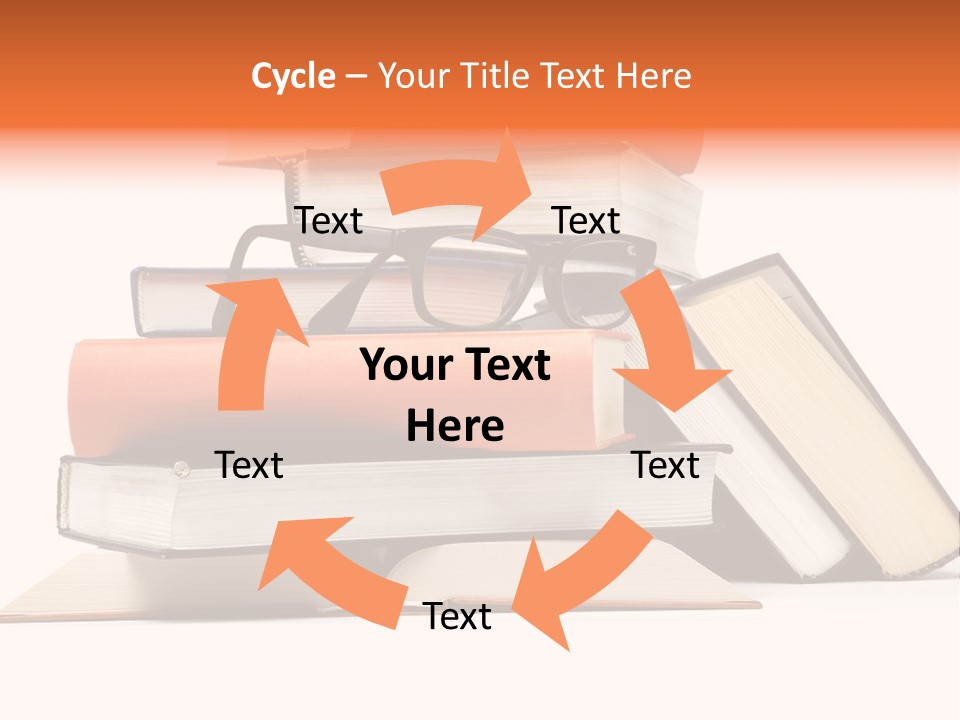 A Stack Of Books With Glasses On Top Of It PowerPoint Template