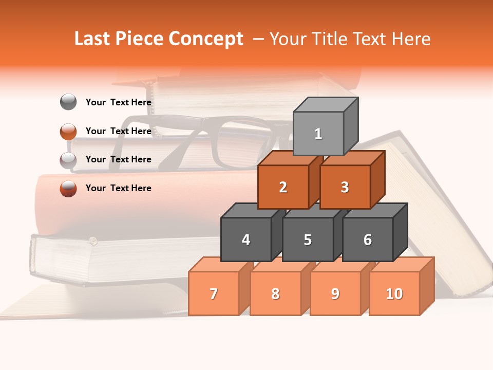 A Stack Of Books With Glasses On Top Of It PowerPoint Template