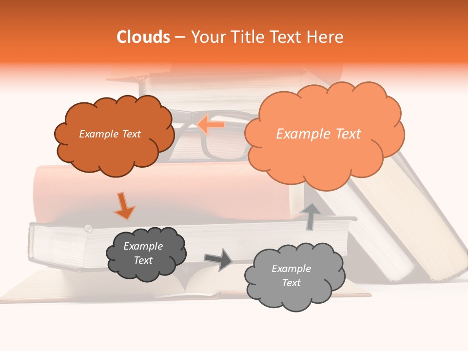 A Stack Of Books With Glasses On Top Of It PowerPoint Template