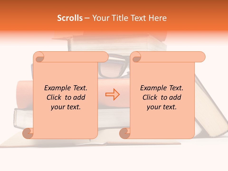 A Stack Of Books With Glasses On Top Of It PowerPoint Template