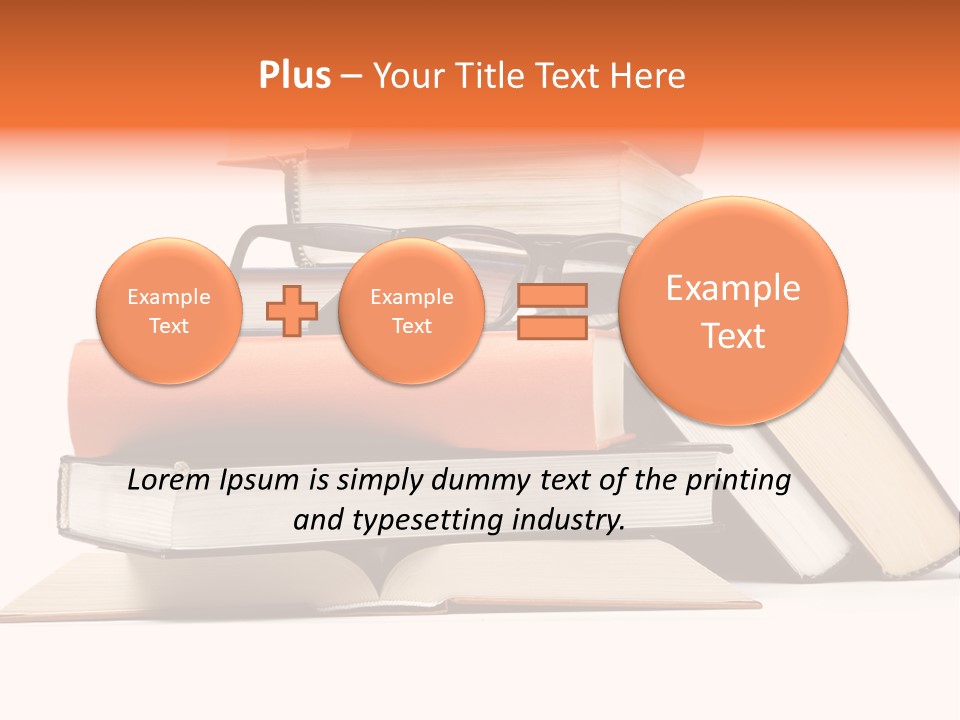 A Stack Of Books With Glasses On Top Of It PowerPoint Template