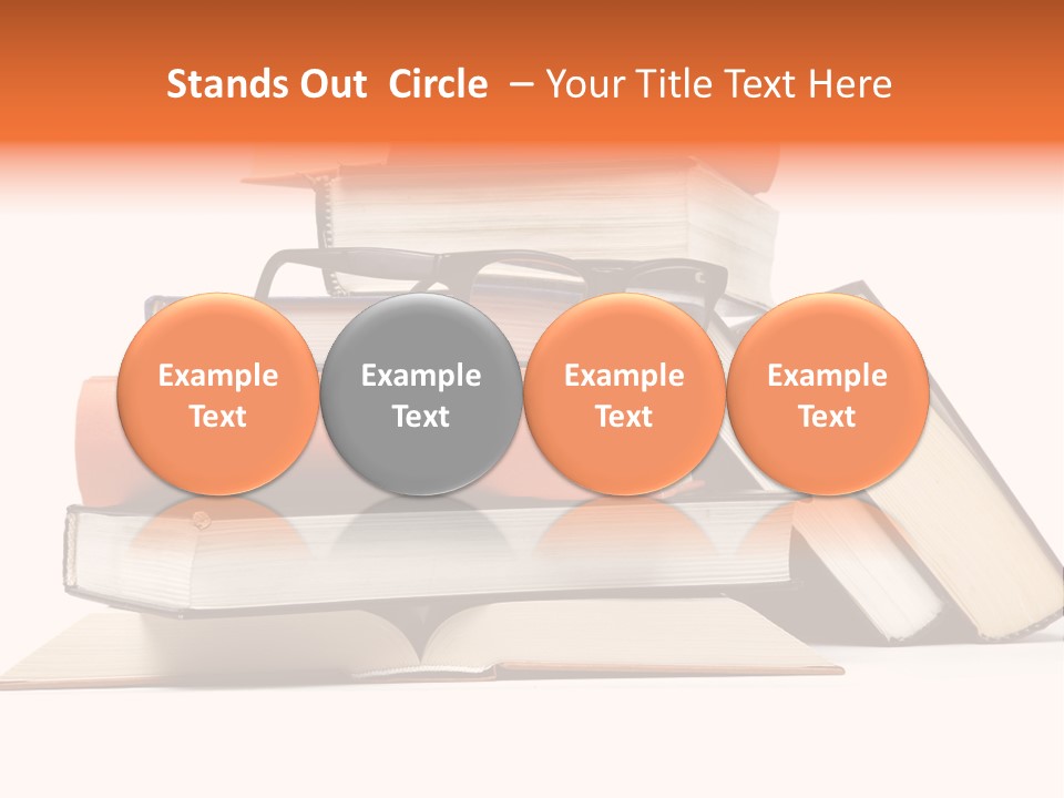 A Stack Of Books With Glasses On Top Of It PowerPoint Template
