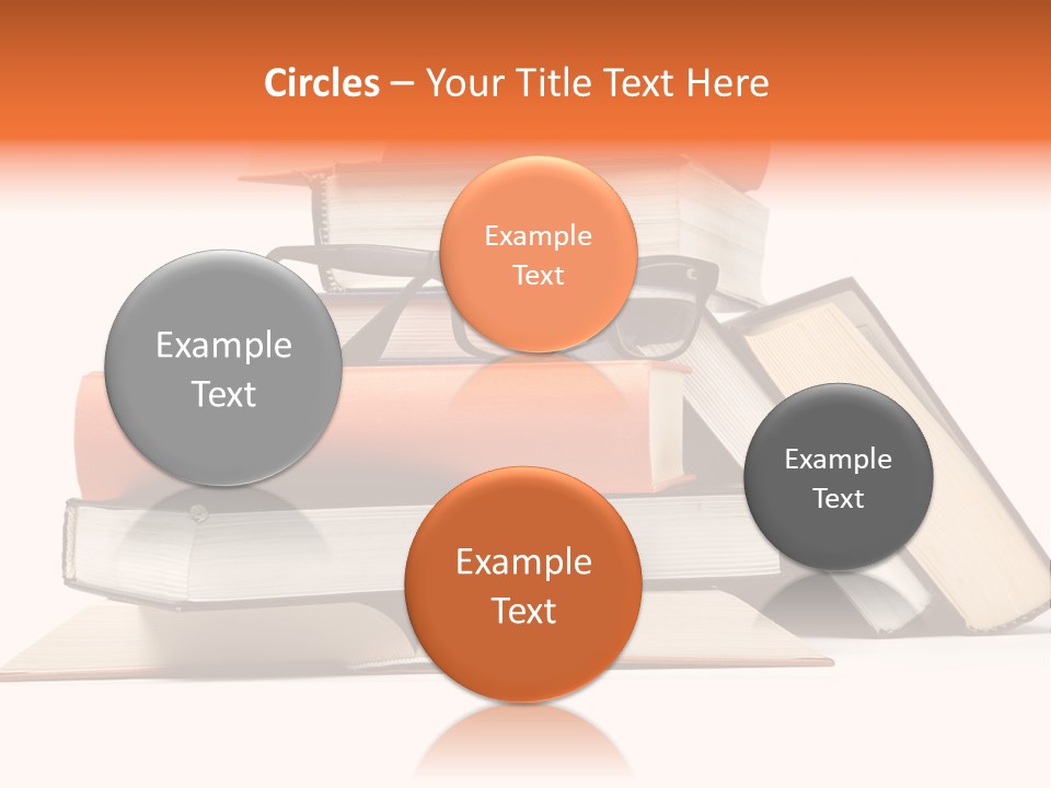 A Stack Of Books With Glasses On Top Of It PowerPoint Template