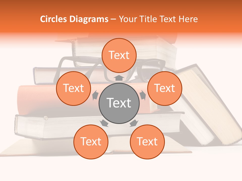A Stack Of Books With Glasses On Top Of It PowerPoint Template