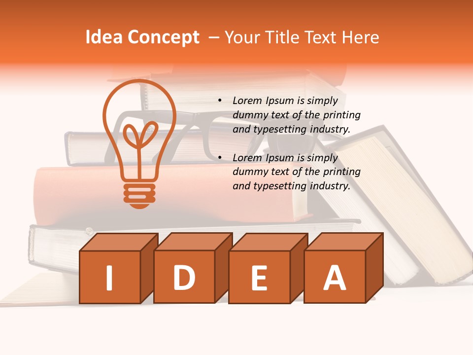 A Stack Of Books With Glasses On Top Of It PowerPoint Template
