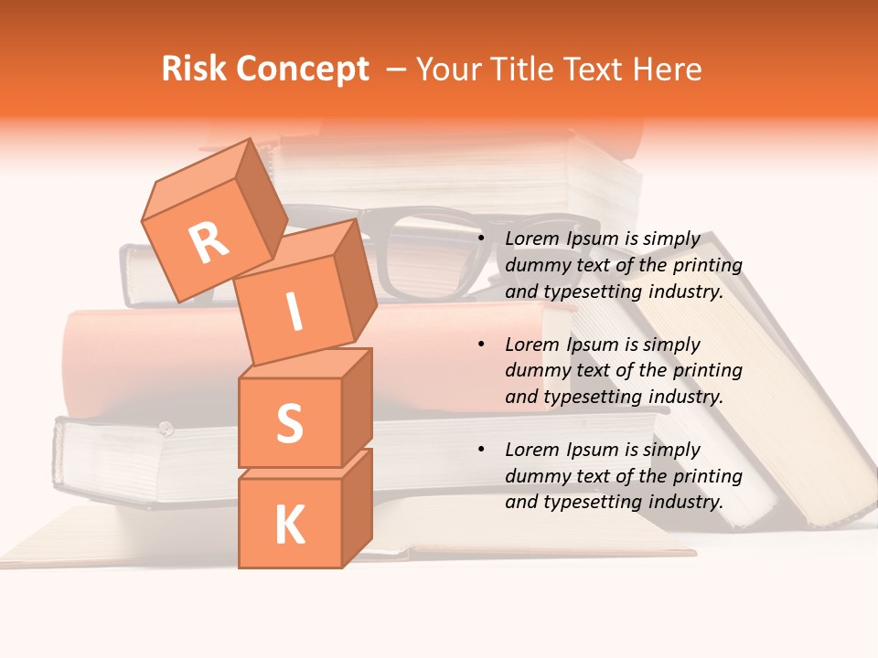 A Stack Of Books With Glasses On Top Of It PowerPoint Template