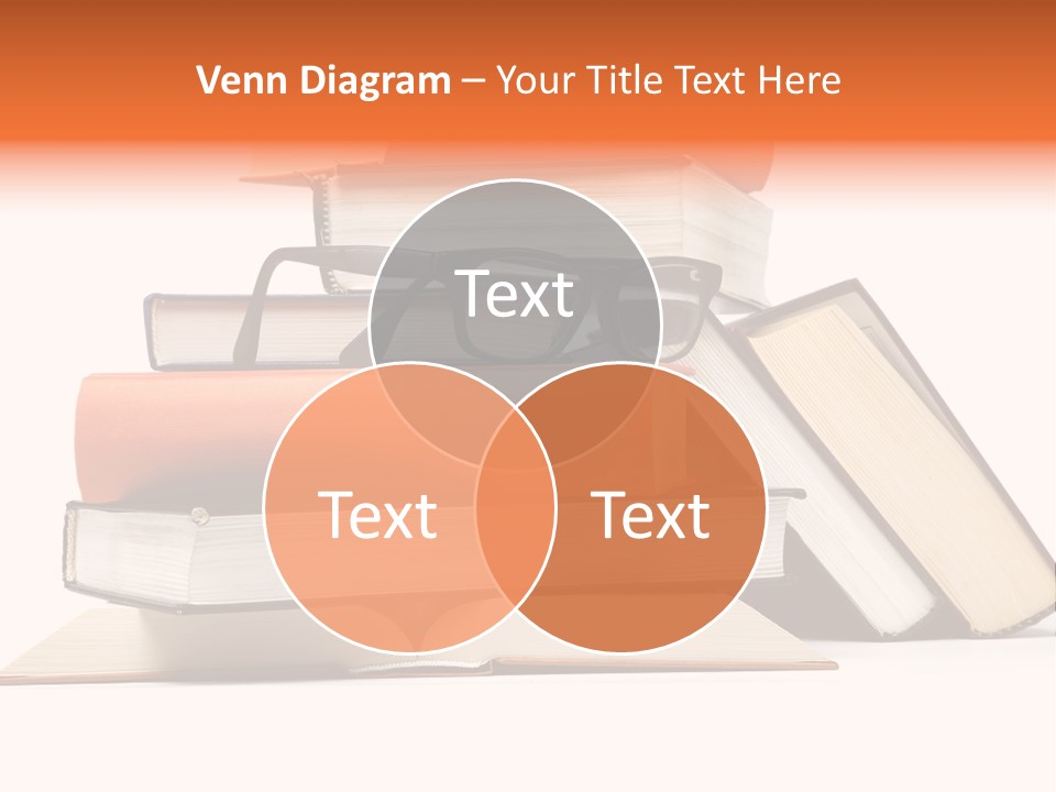 A Stack Of Books With Glasses On Top Of It PowerPoint Template
