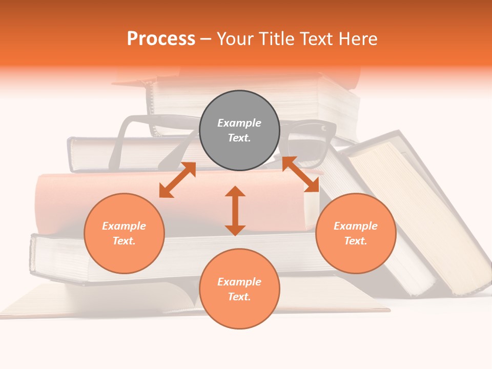 A Stack Of Books With Glasses On Top Of It PowerPoint Template