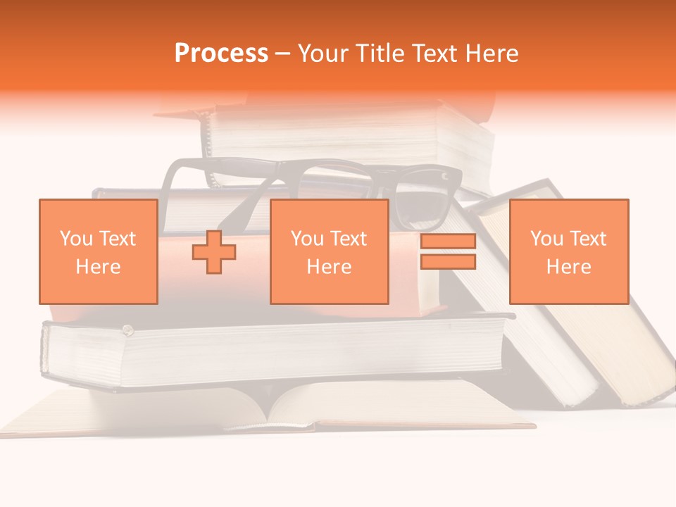 A Stack Of Books With Glasses On Top Of It PowerPoint Template