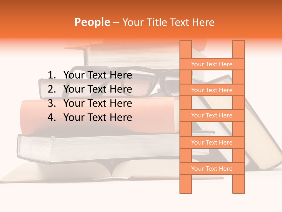 A Stack Of Books With Glasses On Top Of It PowerPoint Template