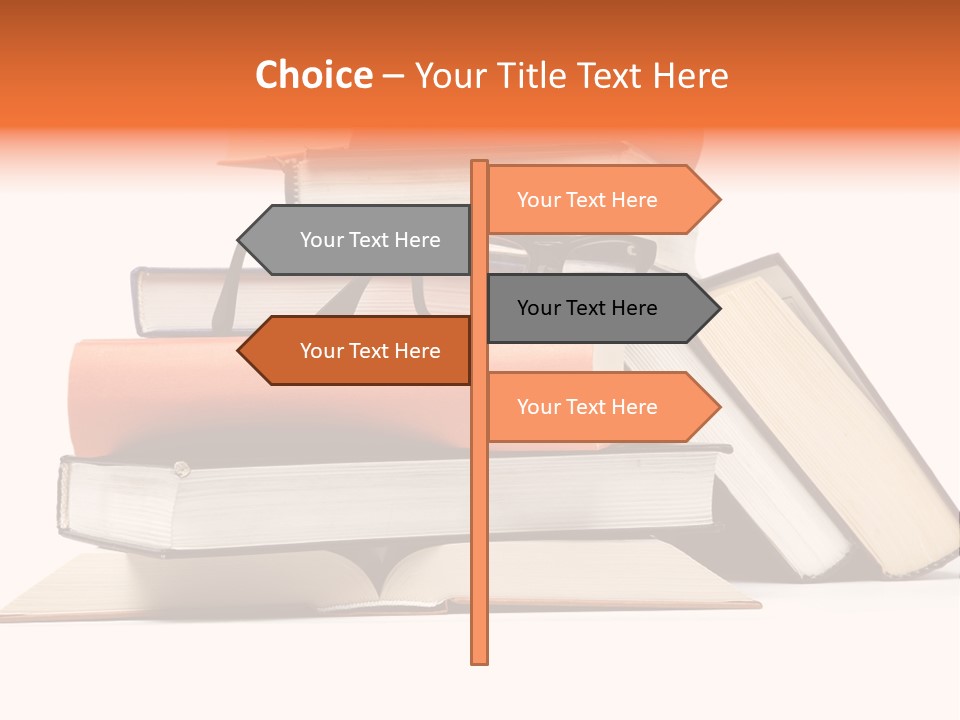 A Stack Of Books With Glasses On Top Of It PowerPoint Template
