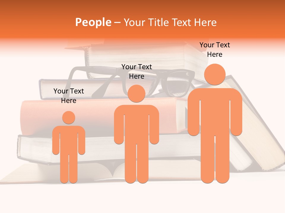 A Stack Of Books With Glasses On Top Of It PowerPoint Template