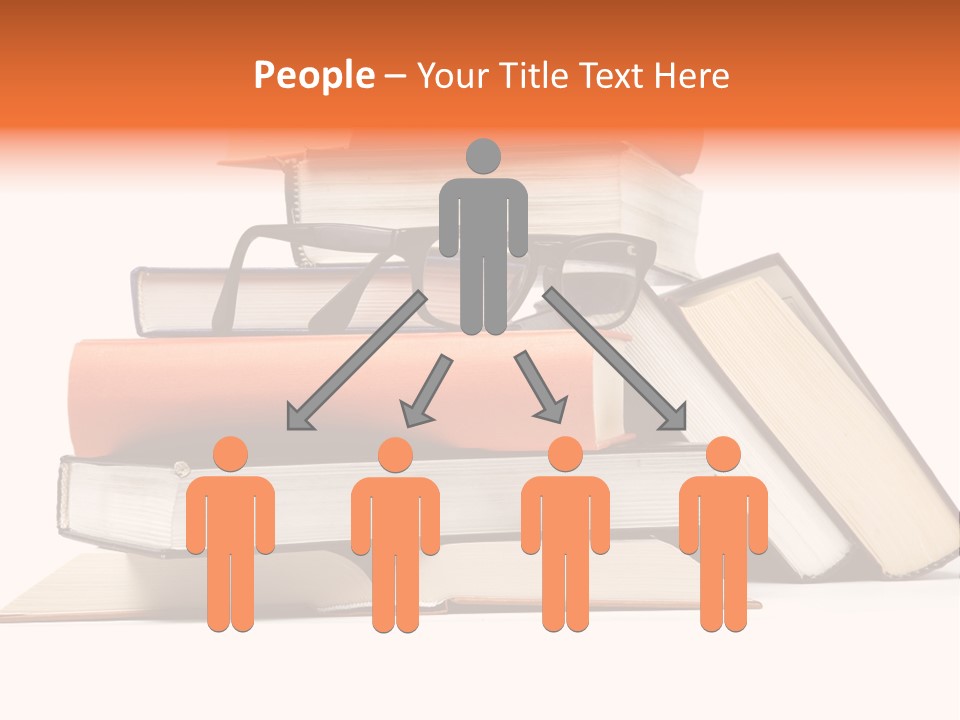 A Stack Of Books With Glasses On Top Of It PowerPoint Template