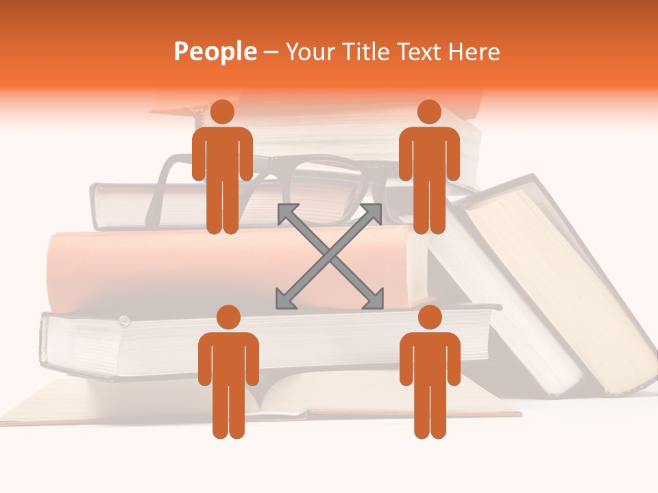 A Stack Of Books With Glasses On Top Of It PowerPoint Template