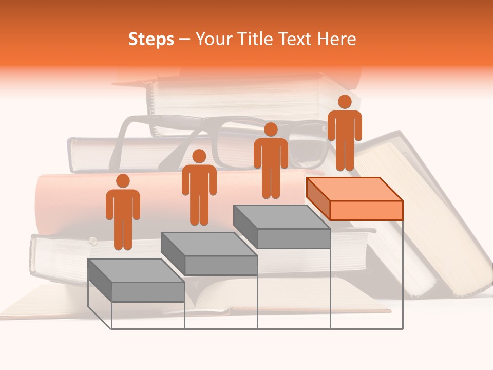 A Stack Of Books With Glasses On Top Of It PowerPoint Template