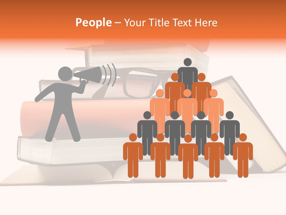 A Stack Of Books With Glasses On Top Of It PowerPoint Template