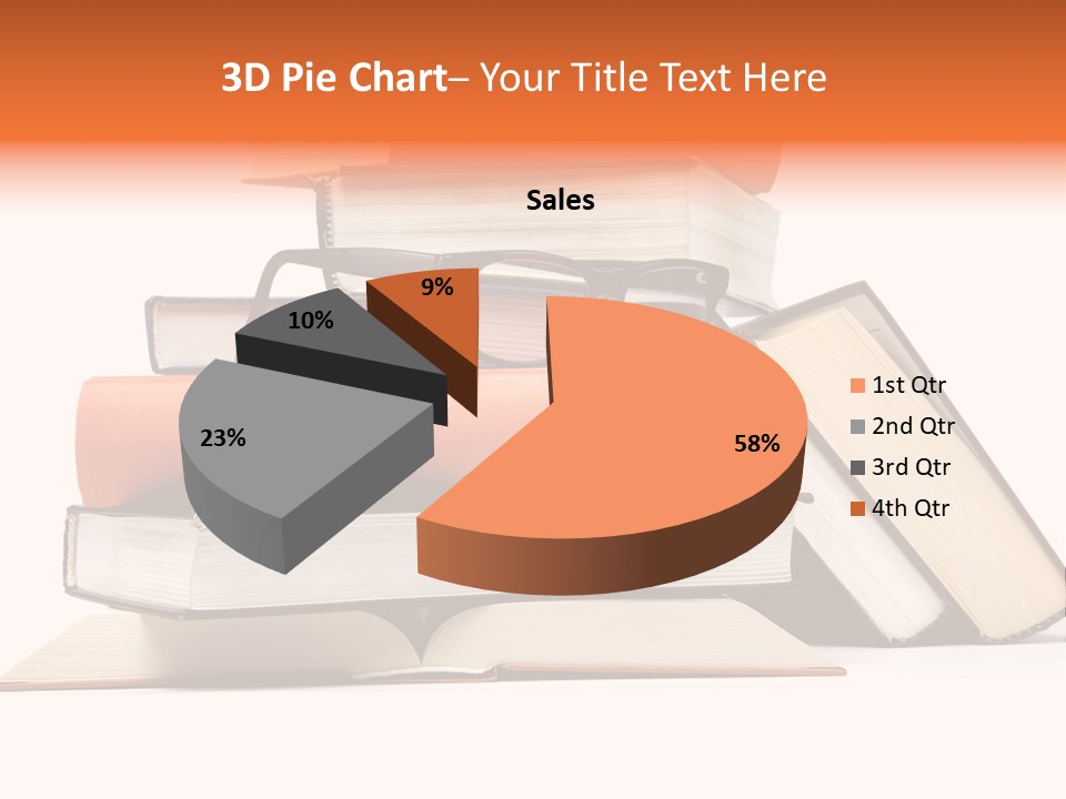 A Stack Of Books With Glasses On Top Of It PowerPoint Template