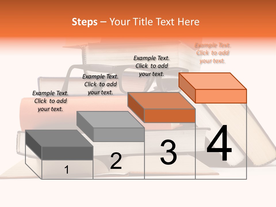 A Stack Of Books With Glasses On Top Of It PowerPoint Template
