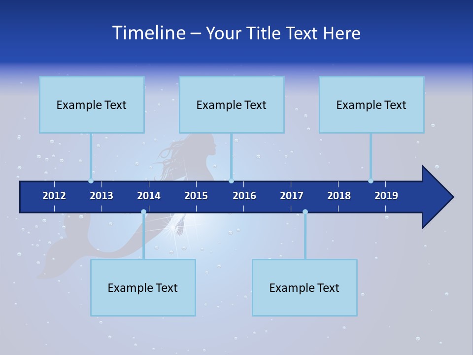 A Blue Background With A Silhouette Of A Mermaid PowerPoint Template