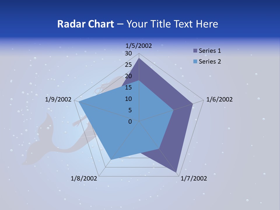 A Blue Background With A Silhouette Of A Mermaid PowerPoint Template