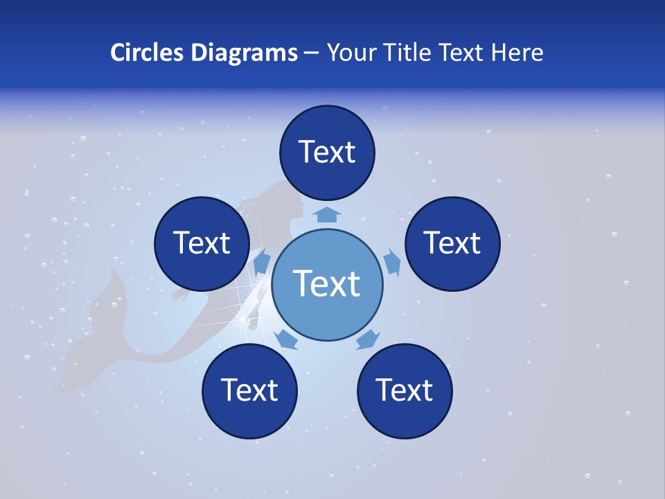 A Blue Background With A Silhouette Of A Mermaid PowerPoint Template