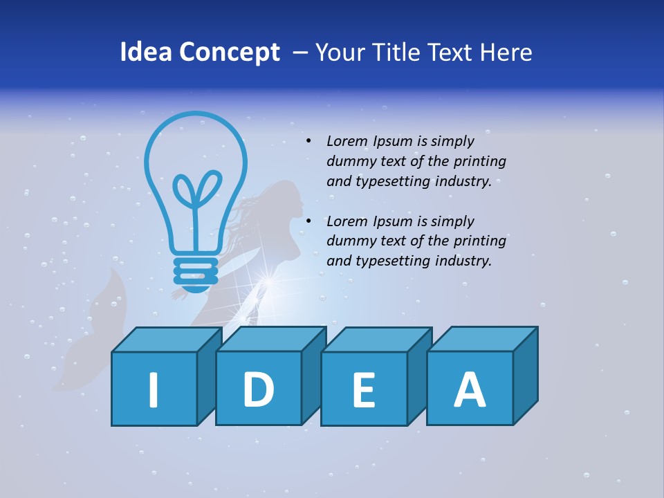 A Blue Background With A Silhouette Of A Mermaid PowerPoint Template