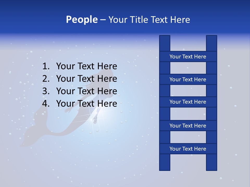 A Blue Background With A Silhouette Of A Mermaid PowerPoint Template