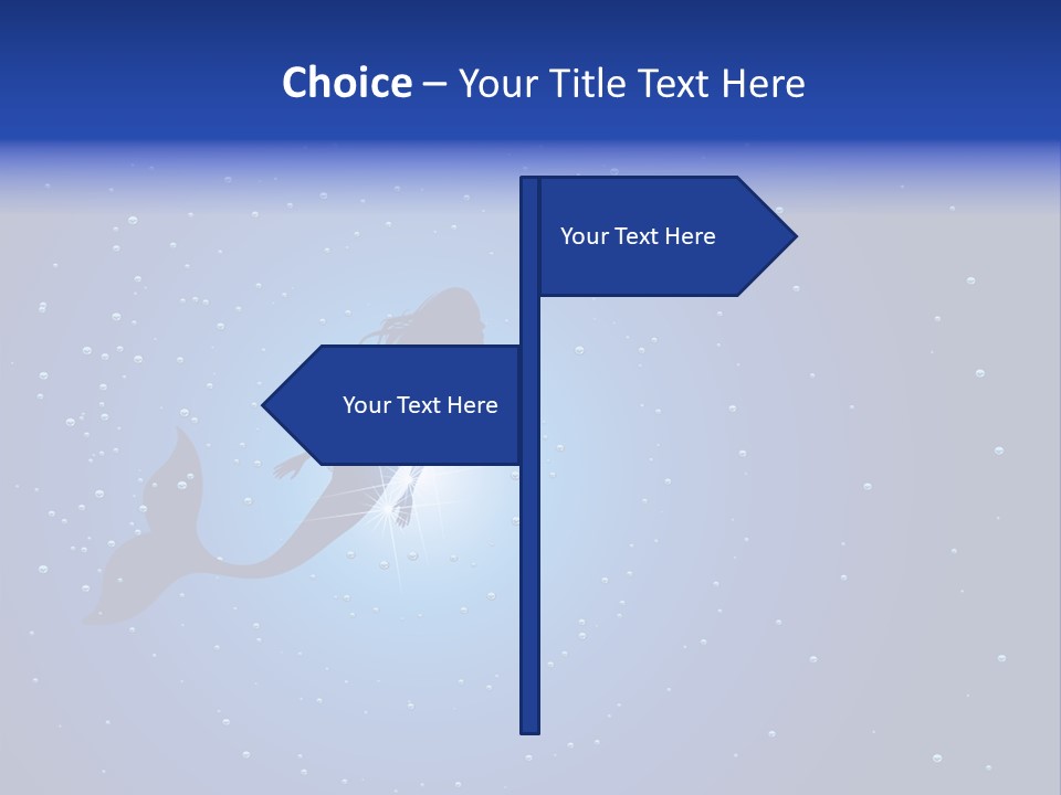 A Blue Background With A Silhouette Of A Mermaid PowerPoint Template