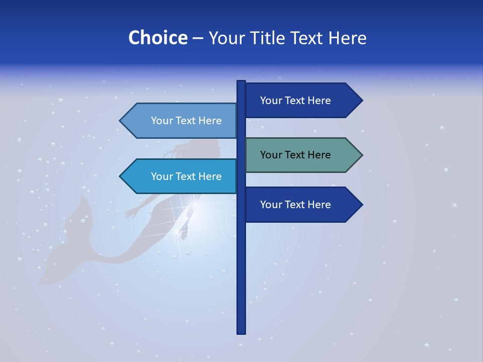 A Blue Background With A Silhouette Of A Mermaid PowerPoint Template