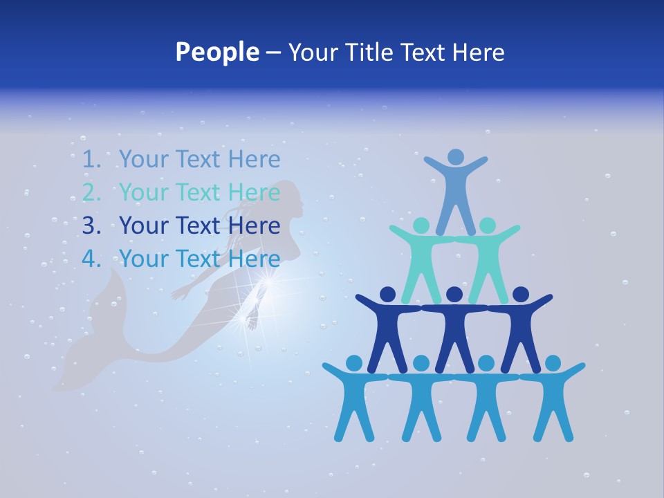A Blue Background With A Silhouette Of A Mermaid PowerPoint Template