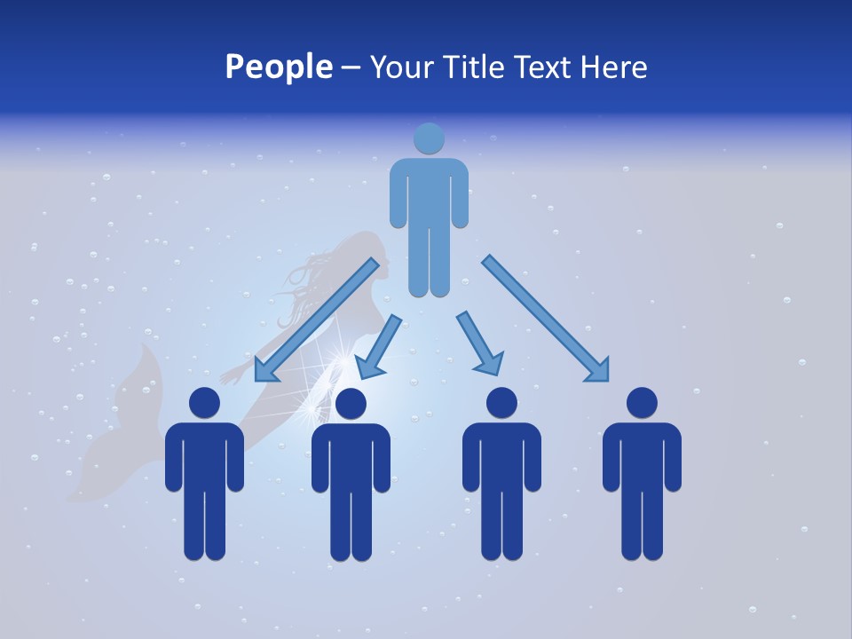 A Blue Background With A Silhouette Of A Mermaid PowerPoint Template