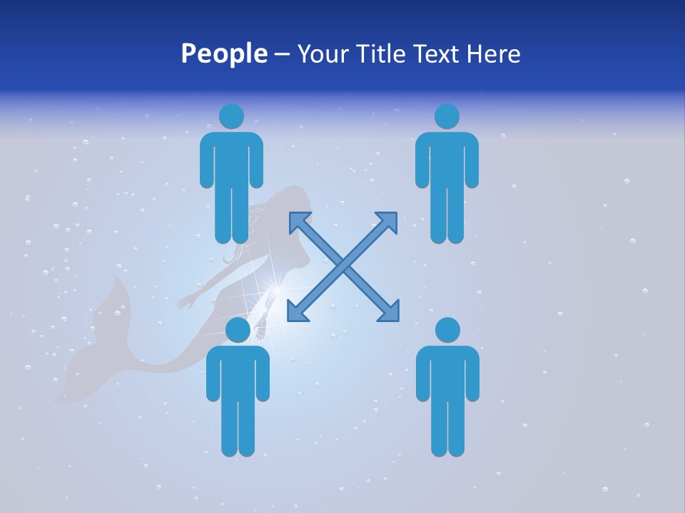 A Blue Background With A Silhouette Of A Mermaid PowerPoint Template