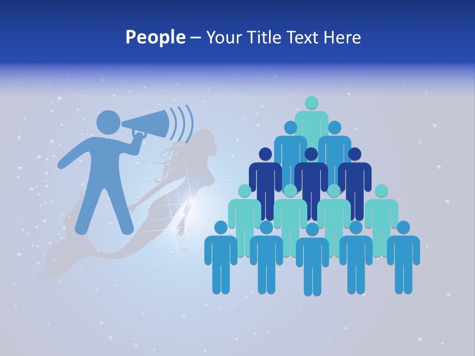 A Blue Background With A Silhouette Of A Mermaid PowerPoint Template