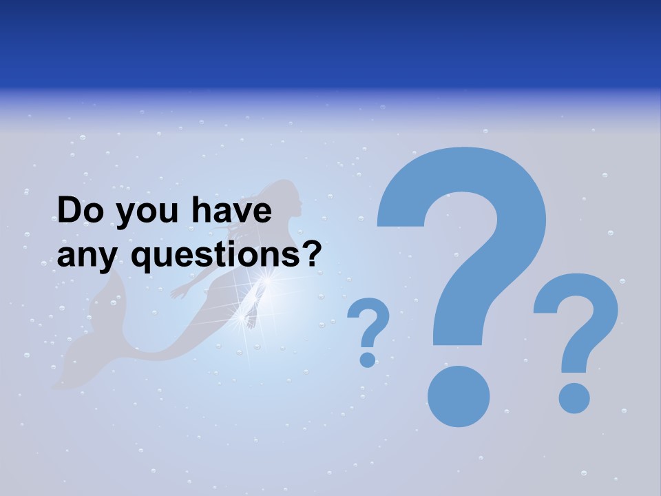 A Blue Background With A Silhouette Of A Mermaid PowerPoint Template