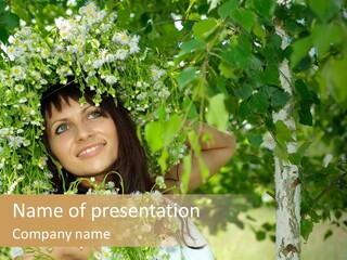 Joy Brunette Posing PowerPoint Template