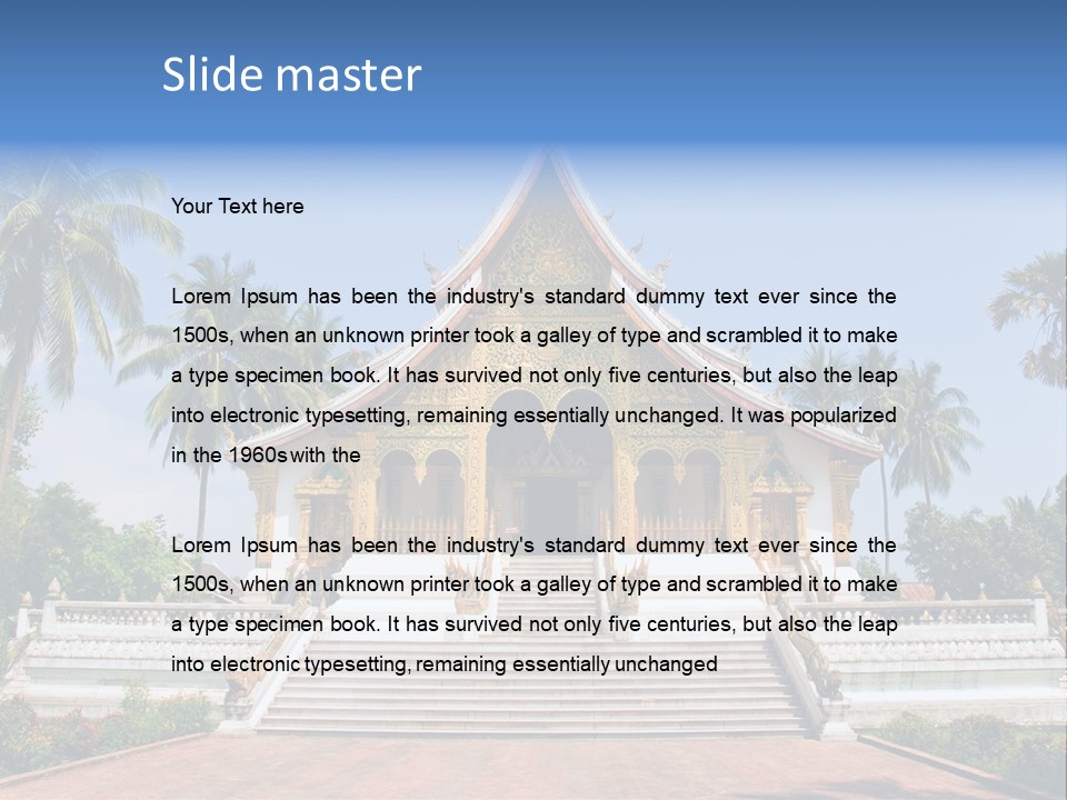 A Large Building With Steps Leading Up To It PowerPoint Template