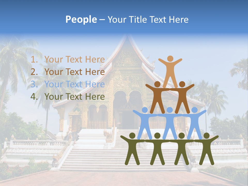 A Large Building With Steps Leading Up To It PowerPoint Template