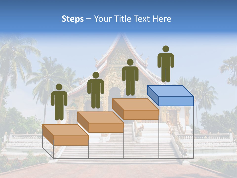 A Large Building With Steps Leading Up To It PowerPoint Template