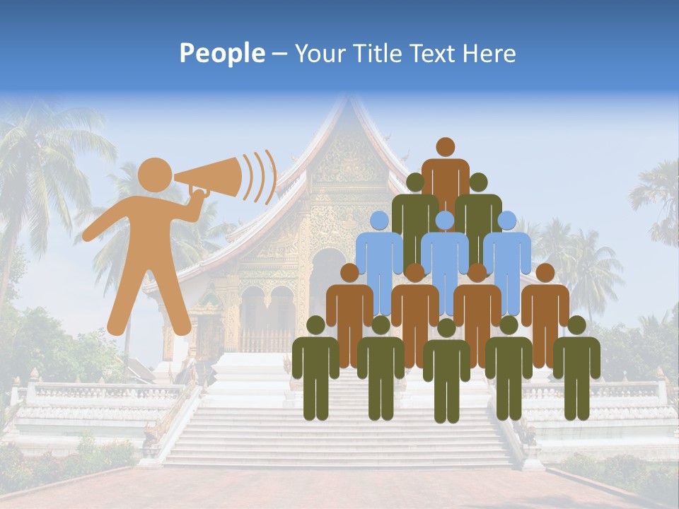 A Large Building With Steps Leading Up To It PowerPoint Template