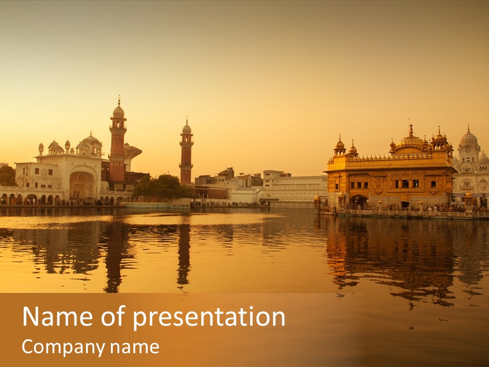 A Large Body Of Water With Buildings In The Background PowerPoint Template