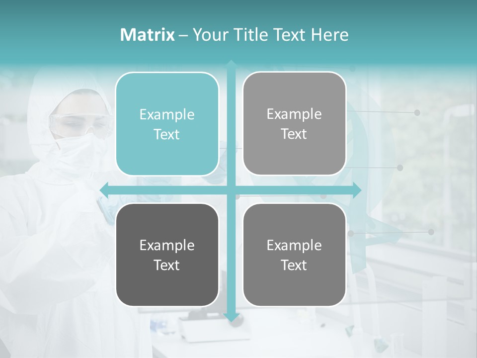 A Woman In A White Lab Coat And White Gloves Is Holding A Glass Tube With PowerPoint Template