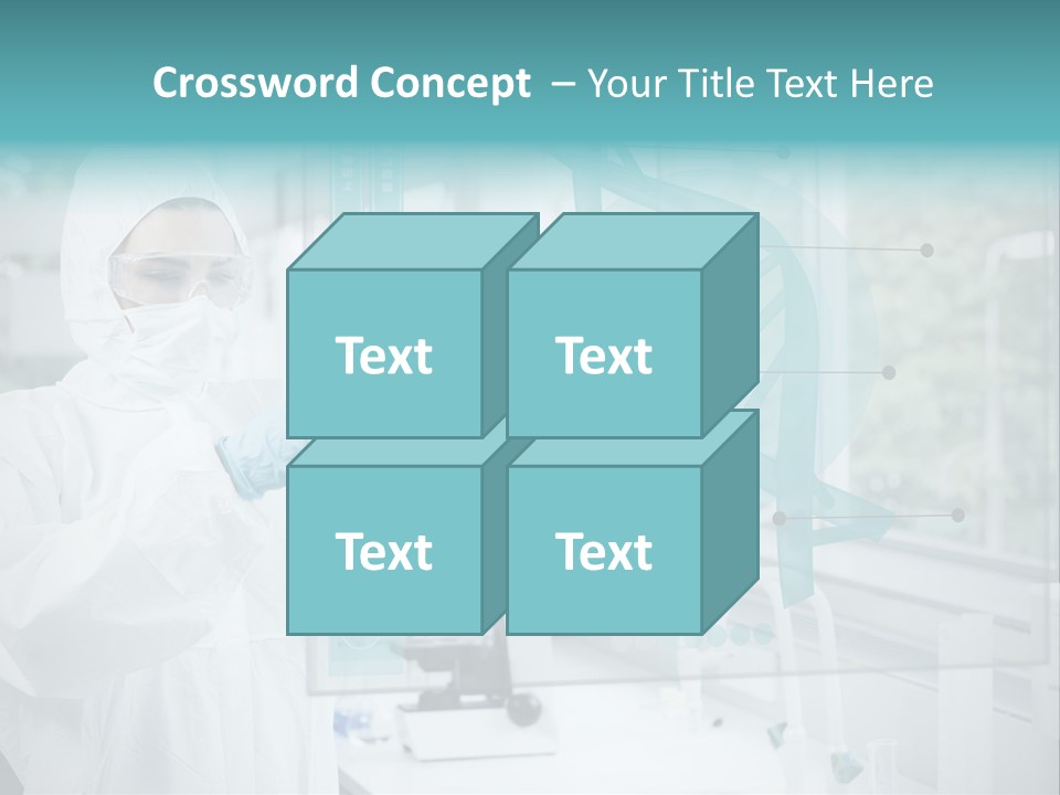 A Woman In A White Lab Coat And White Gloves Is Holding A Glass Tube With PowerPoint Template