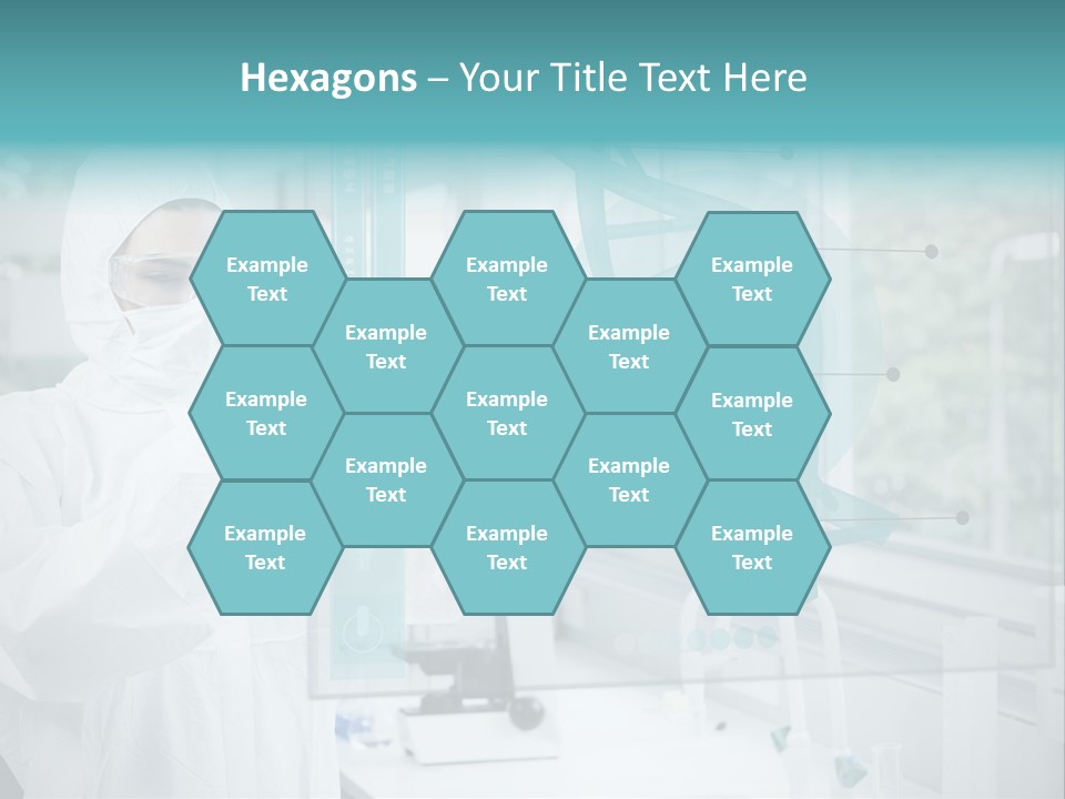 A Woman In A White Lab Coat And White Gloves Is Holding A Glass Tube With PowerPoint Template