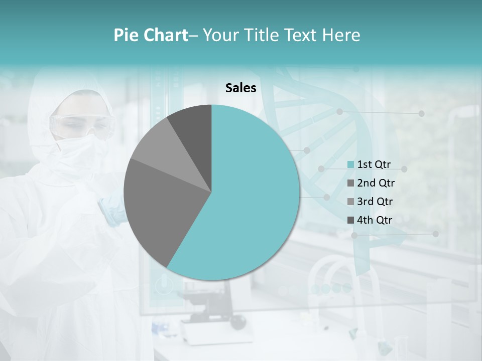 A Woman In A White Lab Coat And White Gloves Is Holding A Glass Tube With PowerPoint Template