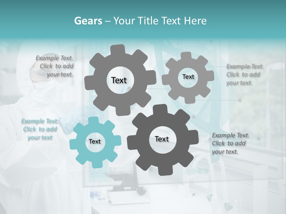 A Woman In A White Lab Coat And White Gloves Is Holding A Glass Tube With PowerPoint Template