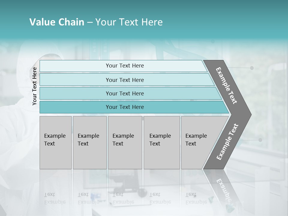 A Woman In A White Lab Coat And White Gloves Is Holding A Glass Tube With PowerPoint Template